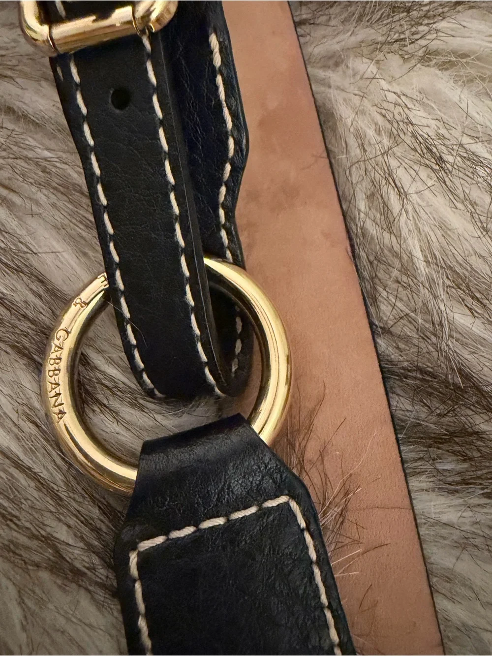 Dolce & Gabbana Black Leather Belt with Gold Oval Logo Buckle